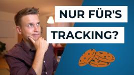 Alexander Baetz mit fragendem Blick. Rechts als Text "Nur f&uuml;r's Tracking?" Darunter die Illustration von drei Keksen.