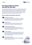 Die erste Seite des Informationsblatts mit dem Titel "Ihre Gesundheit im Griff &ndash;  die ePA f&uuml;r alle hilft"