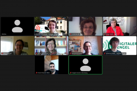 Zoom Meeting in W&ouml;rth am Main, Teilnehmer auf Computer zu sehen