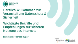 Die Pr&auml;sentationsfolie zur Veranstaltung Datenschutz und Sicherheit