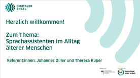 Die Titelfolie zum Thema Sprachassistenten im Alltag &auml;lterer Menschen ist abgebildet.