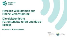 Das Deckblatt der Pr&auml;sentation zum Thema ePA und E-Rezept