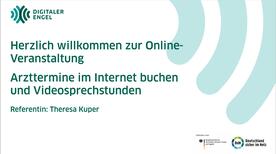 Die Startseite der PowerPoint-Pr&auml;sentation zum Thema Arzttermine im Internet buchen und Videosprechstunden