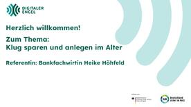 Die Titelfolie der Pr&auml;sentation zum Thema Klug sparen und anlegen im Alter.