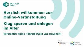 Die Titelfolie der Pr&auml;sentation zum Thema Klug sparen und anlegen im Alter