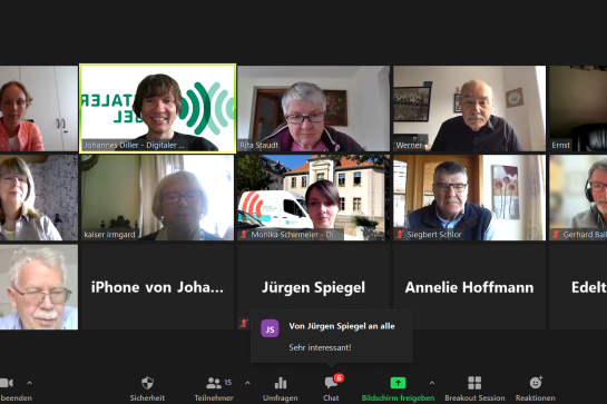 Zoom Meeting in P&uuml;ttlingen; Teilnehmende sind in kleinen Rechtecken neben- und untereinander abgebildet