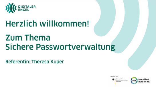 Die Titelseite von der Pr&auml;sentation Sichere Passwortverwaltung
