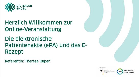 Das Deckblatt der Pr&auml;sentation zum Thema ePA und E-Rezept