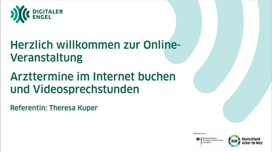 Die Startseite der PowerPoint-Pr&auml;sentation zum Thema Arzttermine im Internet buchen und Videosprechstunden