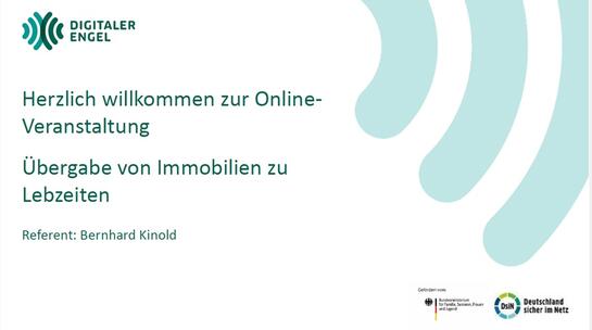 Das Deckblatt der PowerPoint-Pr&auml;sentation zum Thema &Uuml;bergabe von Immobilien zu Lebzeiten