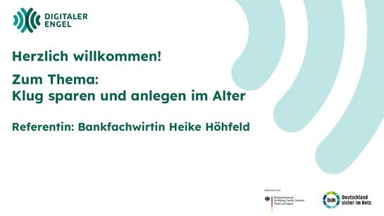 Die Titelfolie der Pr&auml;sentation zum Thema Klug sparen und anlegen im Alter.