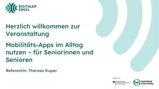 Die Titelfolie zum Thema Mobilit&auml;ts-Apps im Alltag nutzen