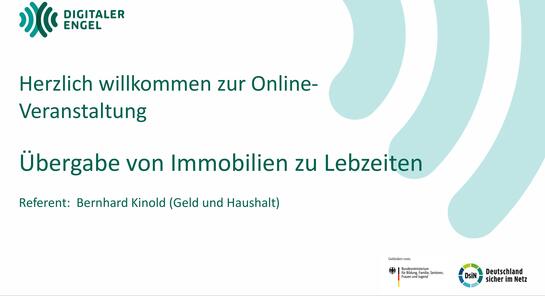 Bildschirmfoto von der Startfolie mit dem Text "Herzlich Willkommen zur Online-Veranstaltung"