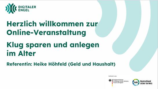Die Titelfolie der Pr&auml;sentation zum Thema Klug sparen und anlegen im Alter