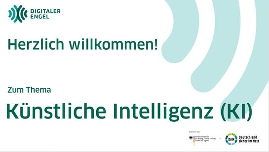 Bildschirmfoto von der Startfolie mit dem Text "Herzlich willkommen zum Thema K&uuml;nstliche Intelligenz"